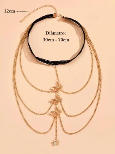 Cadena Body Chain para Muslo con Mariposas Dorada Unitalle - Imagen 5