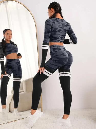 Conjunto Deportivo de Calza y Top Largo con Porta Celular Gris Talles XS al L - Imagen 5
