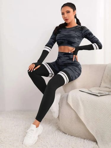 Conjunto Deportivo de Calza y Top Largo con Porta Celular Gris Talles XS al L - Imagen 3