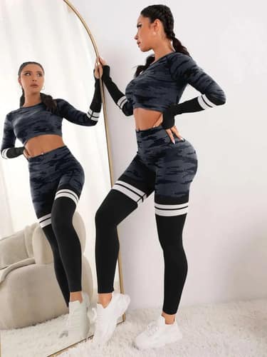 Conjunto Deportivo de Calza y Top Largo con Porta Celular Gris Talles XS al L - Imagen 4