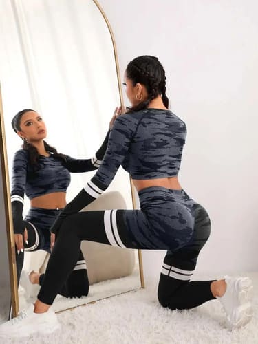 Conjunto Deportivo de Calza y Top Largo con Porta Celular Gris Talles XS al L - Imagen 6