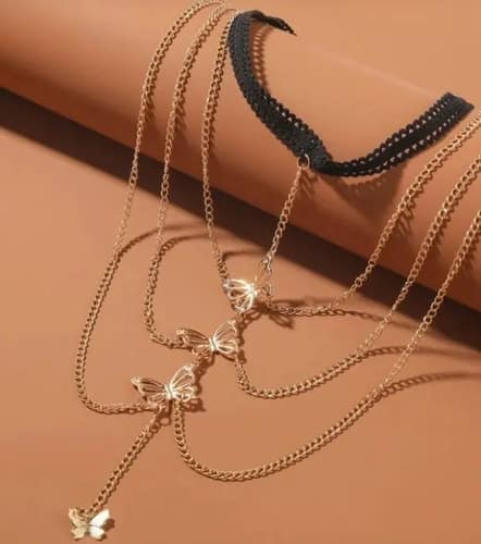 Cadena Body Chain para Muslo con Mariposas Dorada Unitalle - Imagen 2