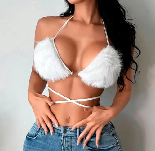 Top Teddy con Tiras para Salidas Nocturnas y Fiestas Blanco Talles S al L