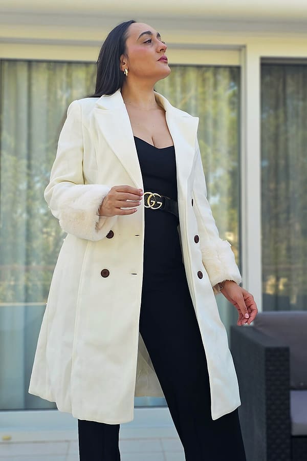 Abrigo Tapado estilo Sobretodo color crema talles XS al L