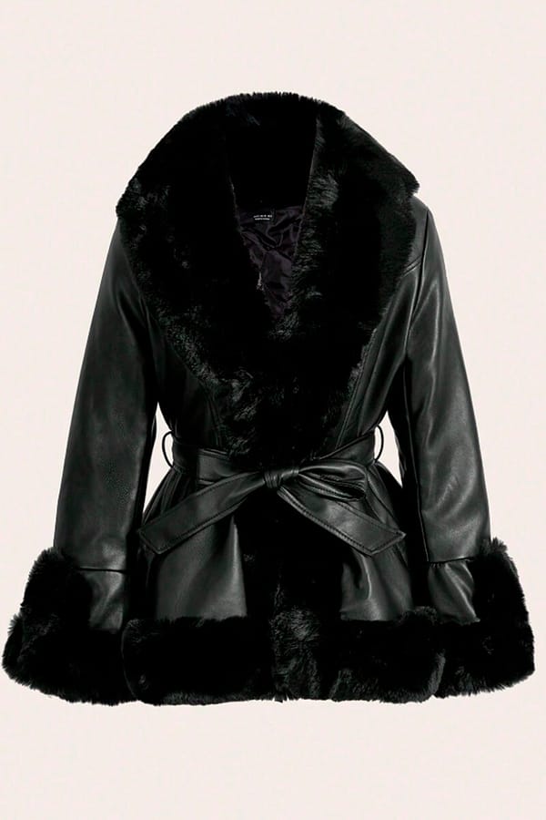 Chaqueta Campera Elegante de cuero y forro interior color negro