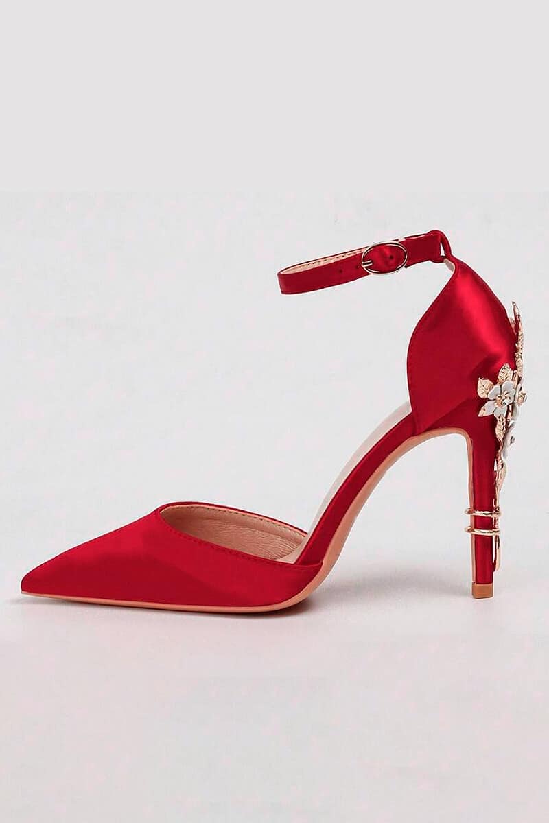 Stielettos sandalias elegantes con decoración de rosas en dorado Talles 35 al 40 - Imagen 7