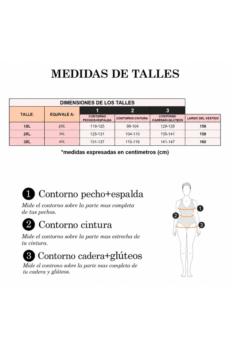 Vestido Aurora Negro - guía de talles y medidas